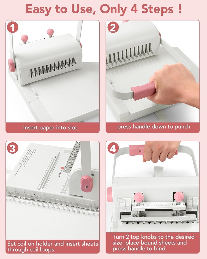 Makeasy Binding Machine Hole Pitch 2:1 - Portable Book Binding Kit with 10PCS 5/8'' Binding Wires & Plier, for DIY Notebooks, Albums, Journals, and Calendars – Circle Holes, 20 Sheet Punch Capacity - Image 5